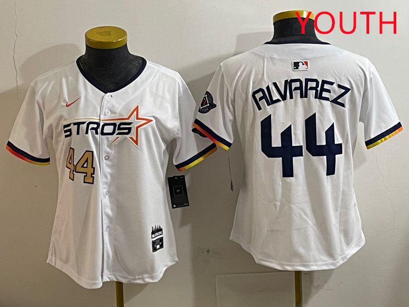 Youth Houston Astros #44 Alvarez White three generations Joint Name Nike 2025 MLB Jersey style 3